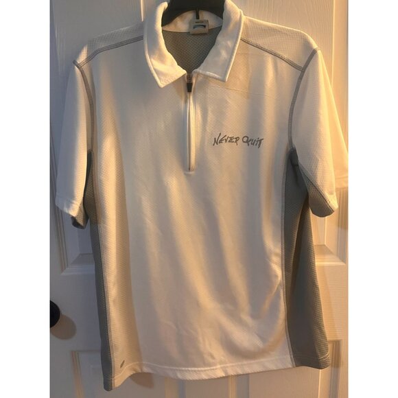 Alo Cool Fit 1/4 Zip Pullover Short Sleeve Never Quit White Grey Mens - Picture 1 of 6